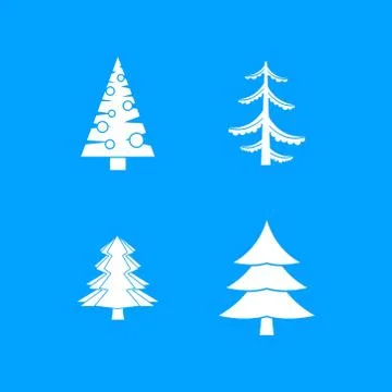 Fir tree icon blue set vector Stockillustratie