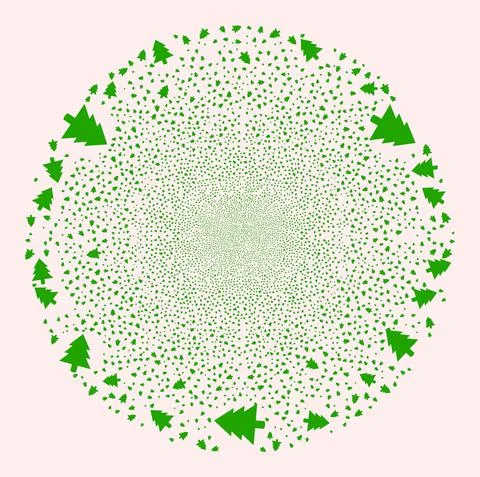 Fir Tree Icon Mosaic Exploding Round Globula 스톡 일러스트