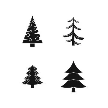 Fir tree icon set, simple style Stock Illustration