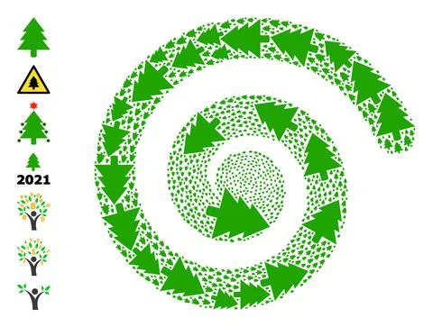 Fir Tree Icon Spiral Cycle Mosaic Stock Illustration