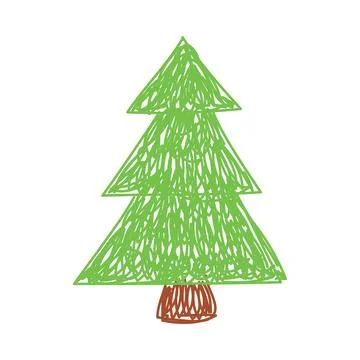 Fir Tree as Kids Doodle Simple Hand Drawn Element Vector Illustration Stock Illustration