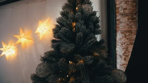 Fir tree in kitchen xmas decor Stock Footage 121979950