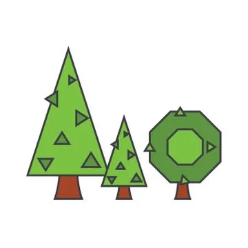 Fir tree line icon concept. Fir tree flat vector sign, symbol, illustration. Stock Illustration