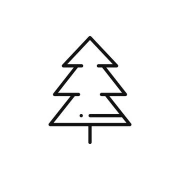 Fir Tree Line Icon. Spruce Forest. Hiking Sign and Symbol. Stock Illustration