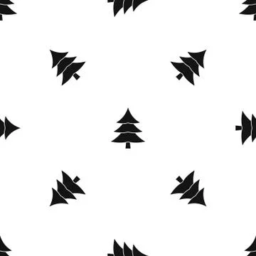 Fir tree pattern seamless black Stock Illustration