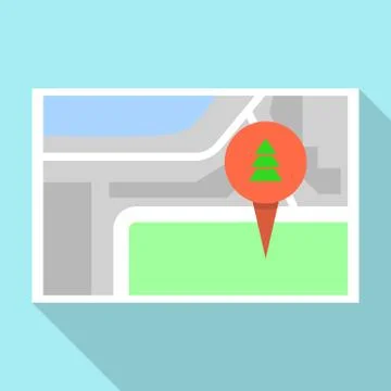 Fir tree pin map icon, flat style イラスト素材