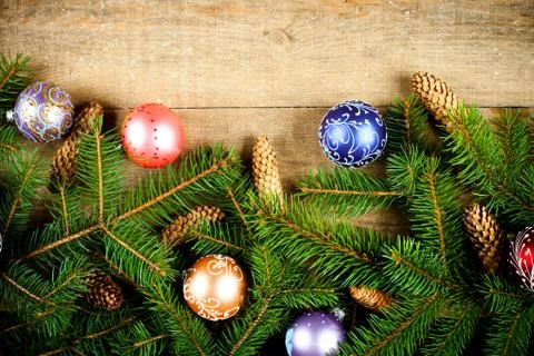 Fir tree with pinecones and decorations Foto stock