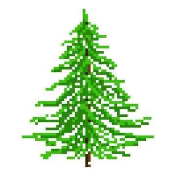 Fir Tree Pixel Art. Element video games. Vector Stock Illustration