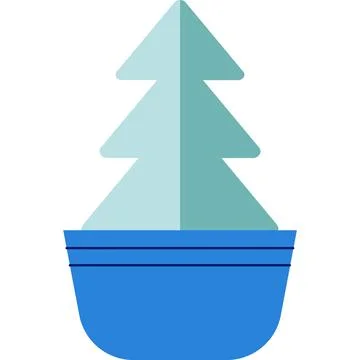 Fir tree plant in pot vector christmas pine icon イラスト素材