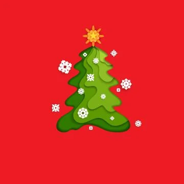 Fir tree on red Stock Illustration