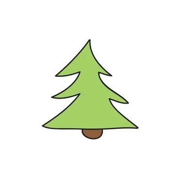 Fir tree simple cartoon icon. Vector illustration on a white background. Stock Illustration