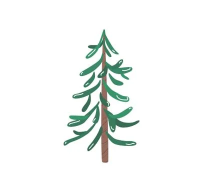 Fir tree with snow texture. Pine xmas vector illustration isolated on white Ilustração Stock