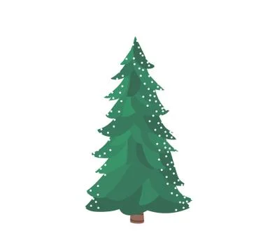 Fir tree with snow texture. Pine xmas vector illustration isolated on white Stock Illustration