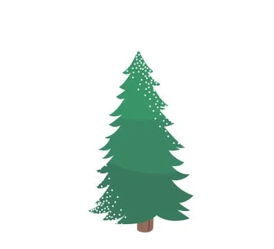 Fir tree with snow texture. Pine xmas vector illustration isolated on white Illustrazione stock