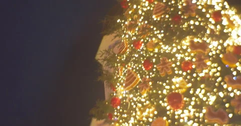 Fir-Tree at Sofia The Kievan Tower Toys Shining Garland Sparking Lamplights Video stock 58711399