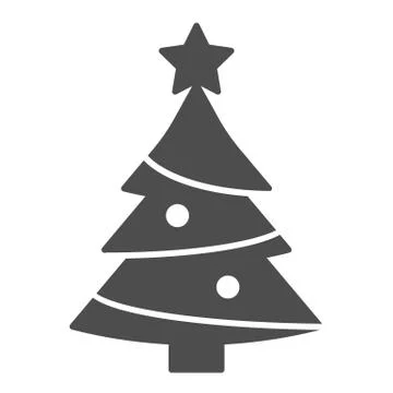 Fir-tree solid icon. Xmas vector illustration isolated on white. Christmas tree 库存插图