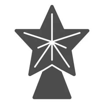Fir tree star solid icon, Christmas concept, Christmas tree toys sign on white 库存插图