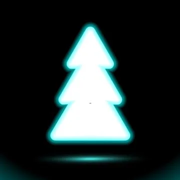 Fir-tree vector icon Neon lamp, christmas button for presentation design Stock Illustration