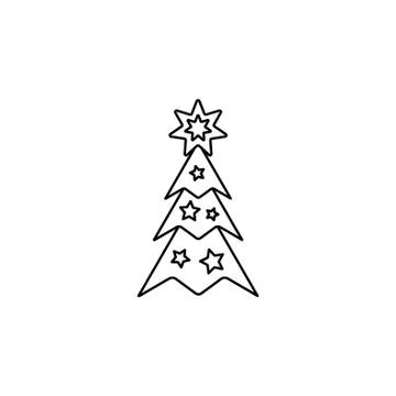 Fir tree vector line icon. black on white background Stock Illustration