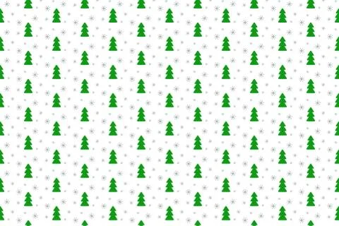 Fir trees and snowflakes vector pattern Stock Illustration