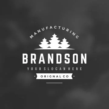 Fir Trees Logo Template. Vector Design Element Vintage Style for Logotype Stock Illustration