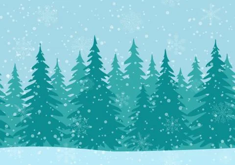 Fir Trees, Seamless Landscape Illustrazione stock