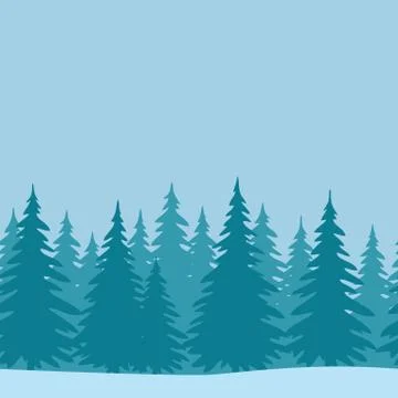 Fir Trees, Seamless Landscape Stock Illustration