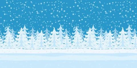 Fir Trees, Seamless Landscape Illustrazione stock