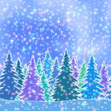 Fir Trees, Seamless Landscape Stock Illustration