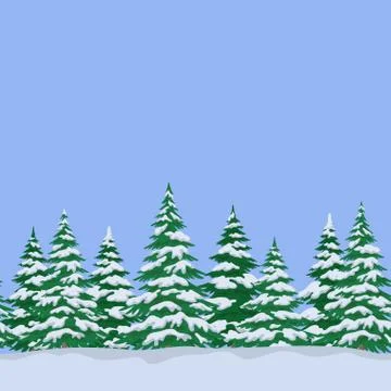 Fir Trees, Seamless Landscape Stock Illustration