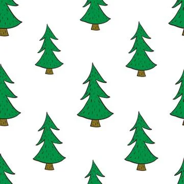 Fir trees seamless pattern Stock Illustration