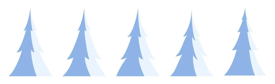 Fir trees set Stock Illustration