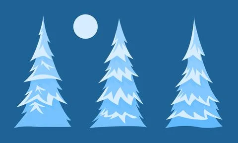 Fir trees set Stock Illustration