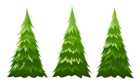 Fir trees set Stock Illustration