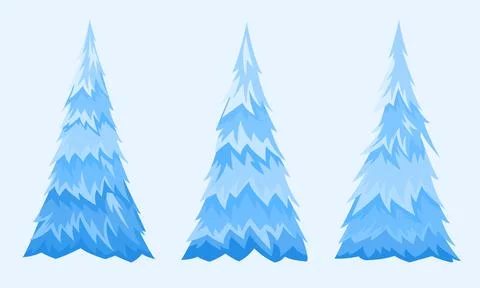Fir trees set Stock Illustration