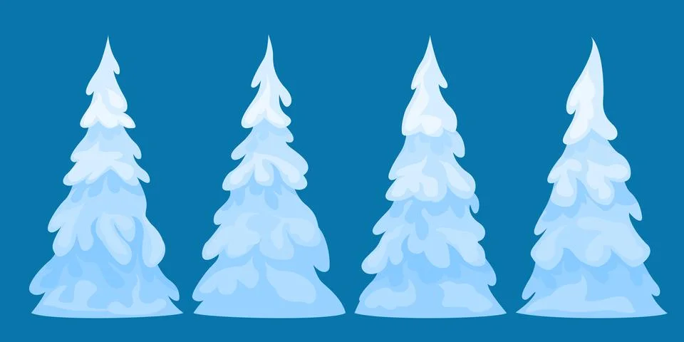 Fir trees set Stock Illustration