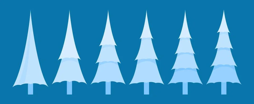 Fir trees set Stock Illustration