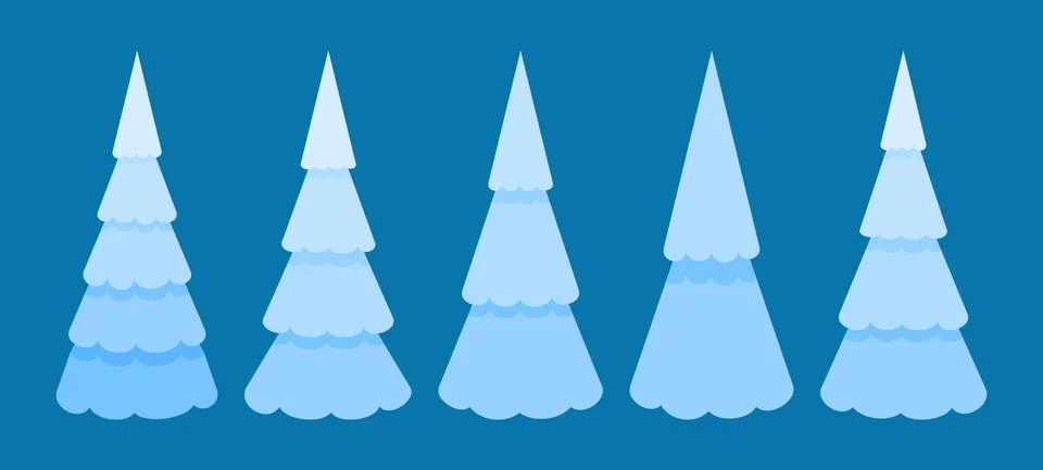 Fir trees set Stock Illustration