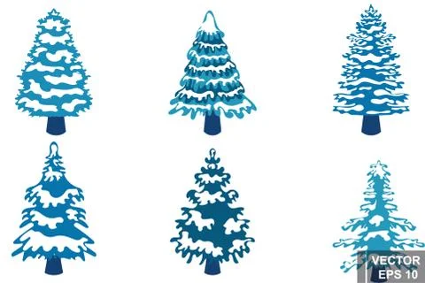 Fir-trees set. Winter. New Year's and Christmas. Snow. Cold. For your design. Stockillustratie