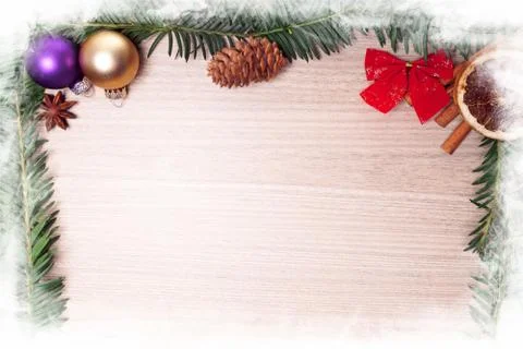 Fir twig frame Stock Photos