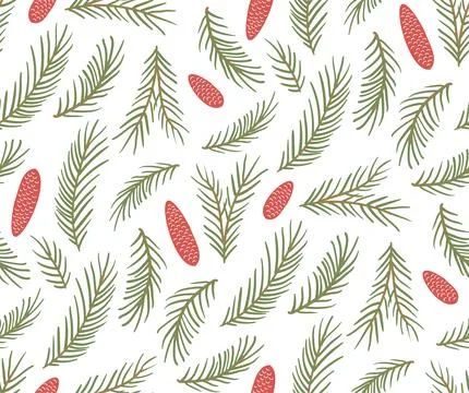 Fir twig pattern. Vector illustration for wrapping, textile, fabric Stock Illustration