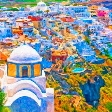 Fira Church Abstract Digital Painting 스톡 일러스트