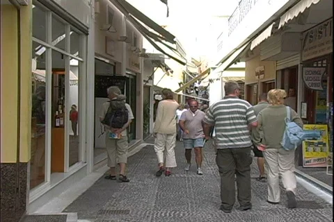 Fira Window Shoppers Stock Footage 817558