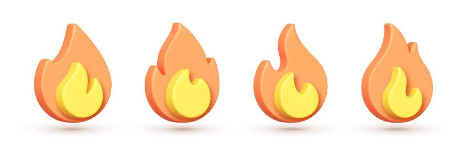 Fire 3D collection isolated vector. Fire 3d, great design for any purposes Stock Illustration