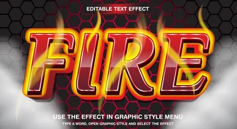 Fire 3d editable text effect template Stock Illustration