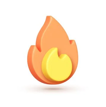 Fire 3d, great design for any purposes. Flame on white background. 3d realistic Stock Illustration