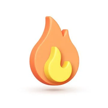 Fire 3d, great design for any purposes. Flame on white background. 3d realistic Illustrazione stock