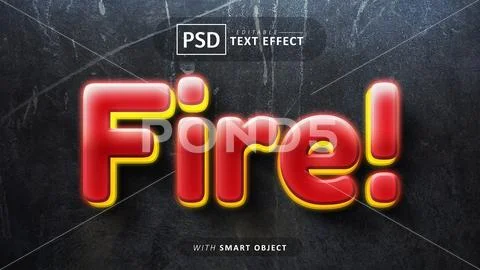 Fire 3d text effect editable PSD Template