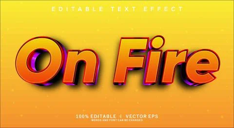 On fire 3d vector text effect with modern style design Stock Illustration