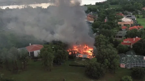 Fire ablaze Mansion Stock Footage 112721523